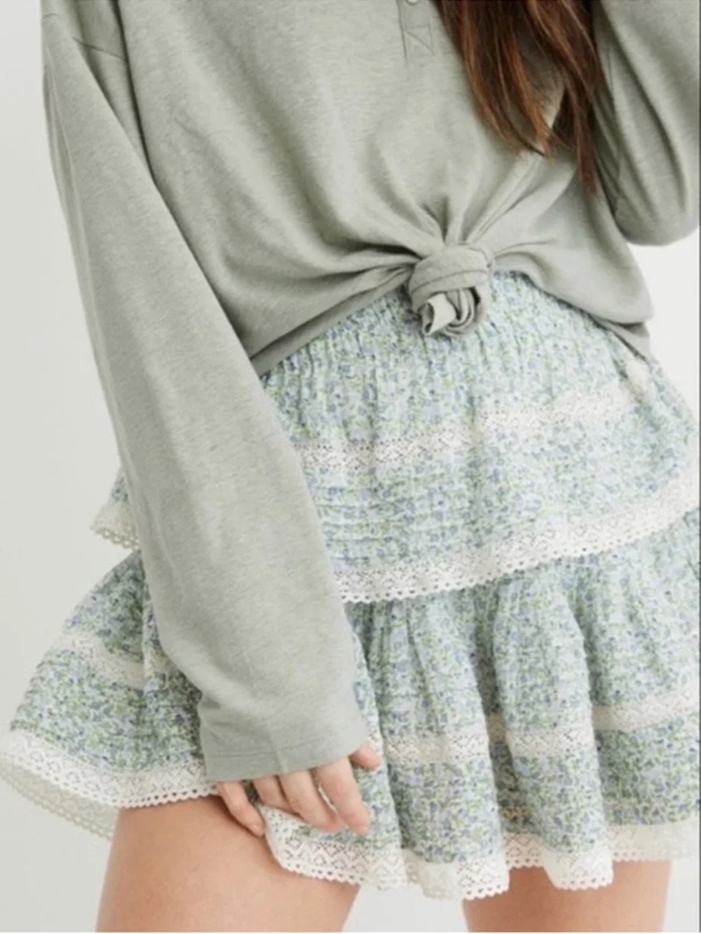 Floral Tiered Ruffle Mini Skirt